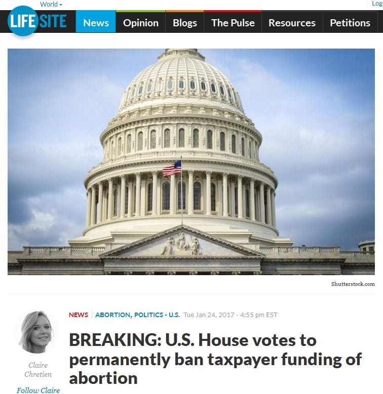 Amerykańska Izba Reprezentantów przyjęła stały zakaz finansowania aborcji z pieniędzy podatników.