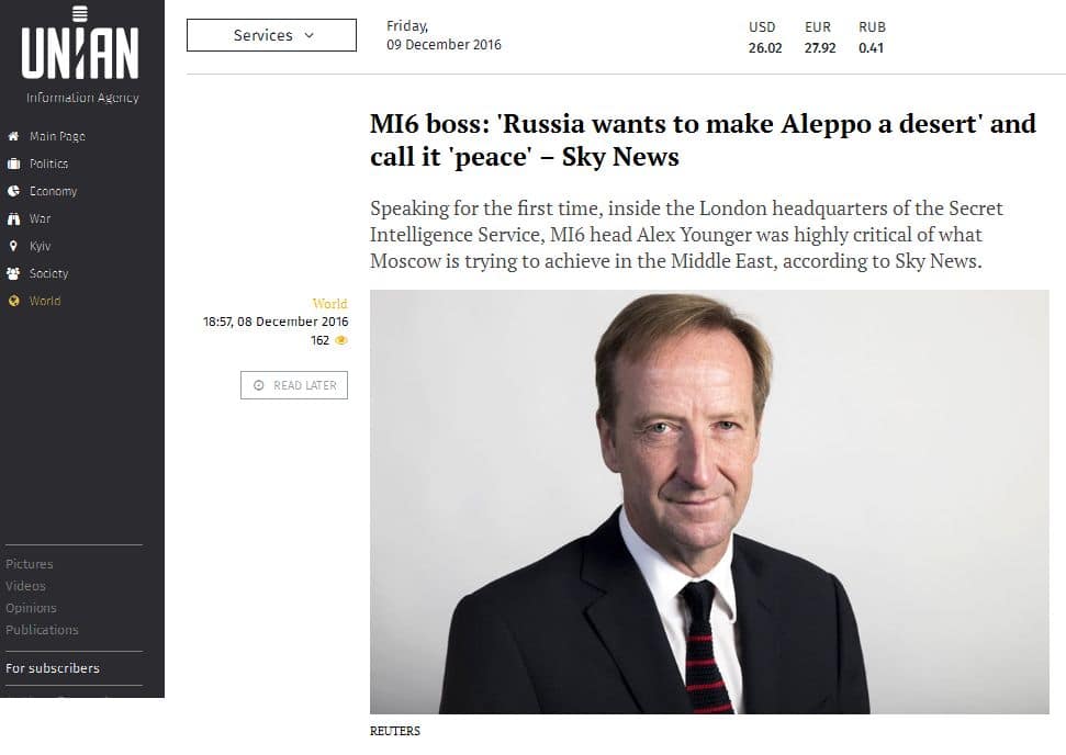 „Putin i Assad tworzą nową generację terrorystów” – powiedział szef brytyjskiego wywiadu zagranicznego – Alex Younger.