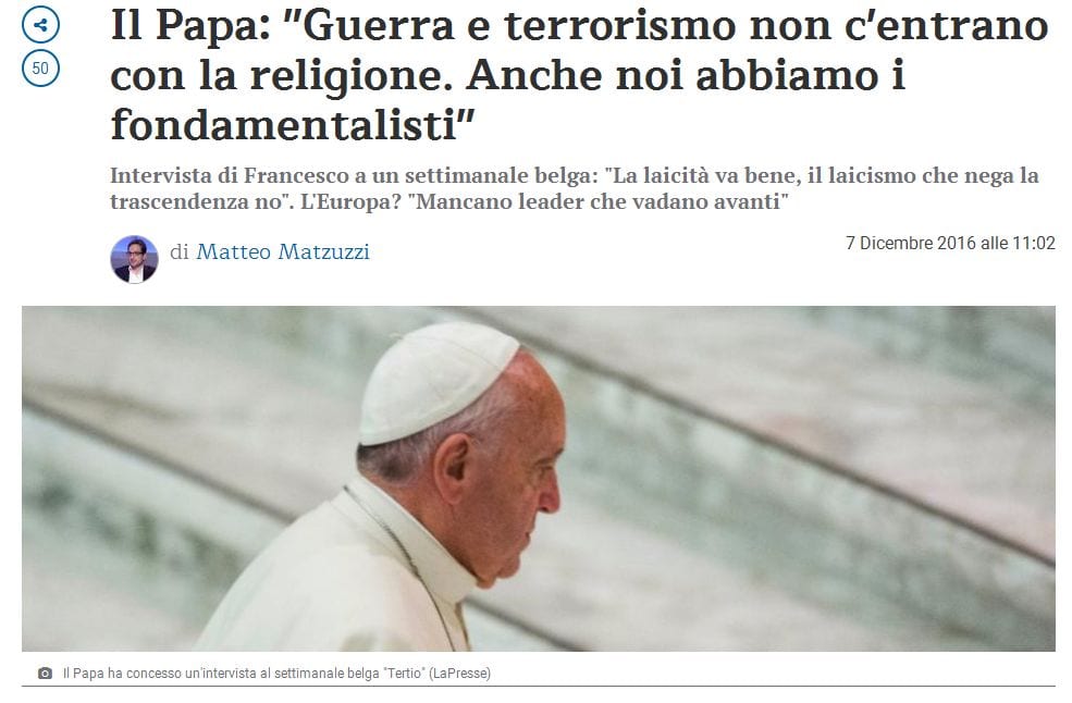 Papież: „Trwa trzecia wojna światowa”