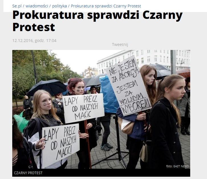 Warszawska prokuratura i policja sprawdzają czy doszło do obrazy uczuć religijnych podczas „czarnego protestu”.
