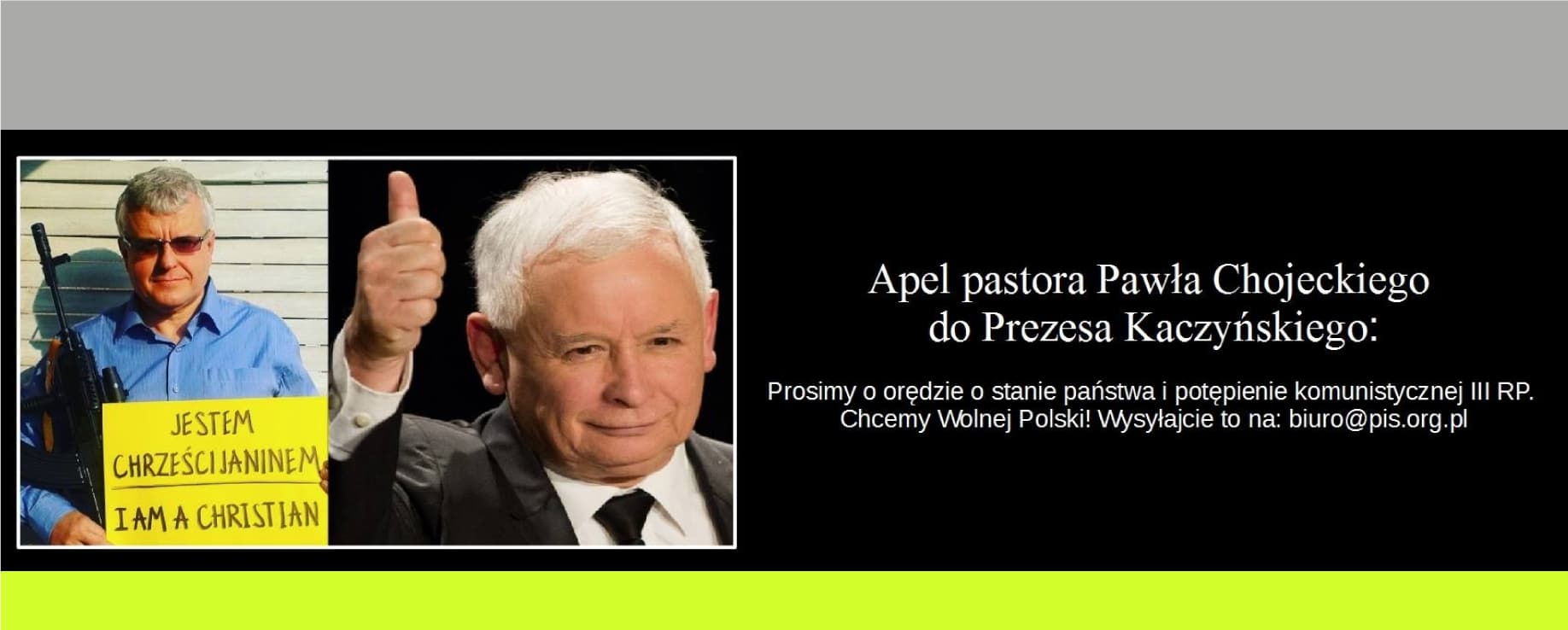 Apel pastora Pawła Chojeckiego do Prezesa Kaczyńskiego