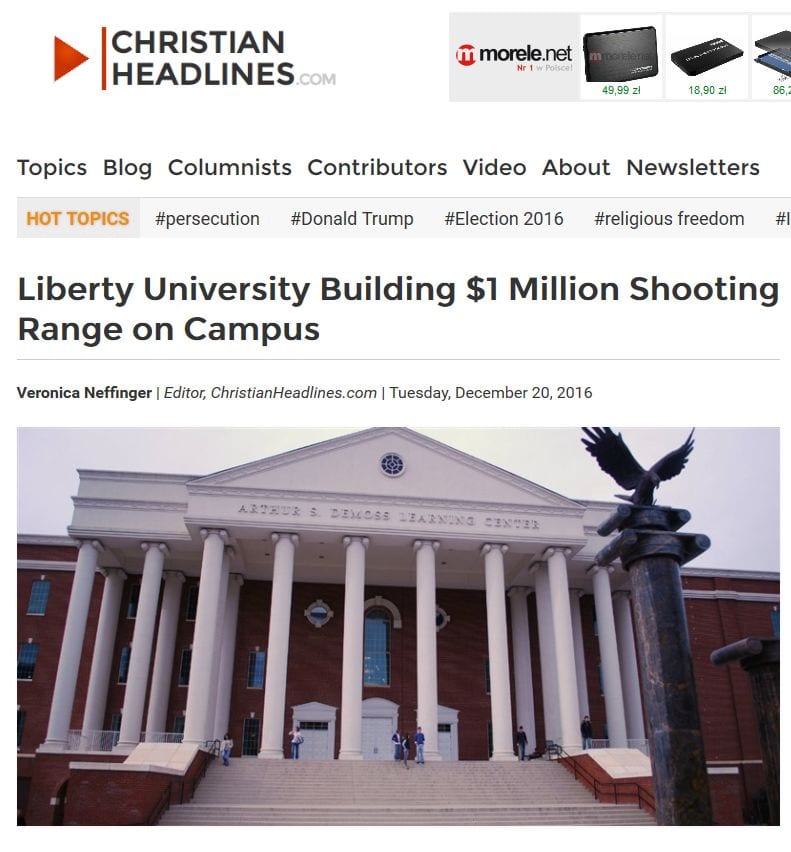 Największa chrześcijańska uczelnia na świecie – Liberty University w Lynchburgu – rozpoczęła budowę strzelnicy dla studentów.