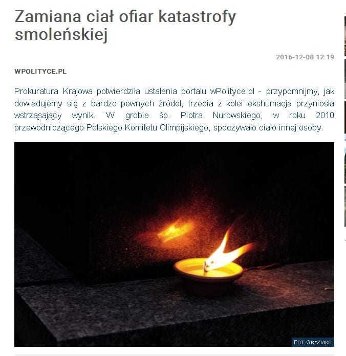 W grobie Piotra Nurowskiego, który zginął w katastrofie smoleńskiej, pochowany był Mariusz Handzlik – podał portal wpolityce.pl.