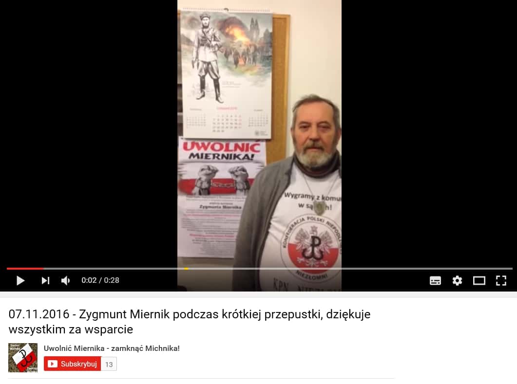 Zygmuntowi Miernikowi pozwolono wczoraj wyjść na przepustkę