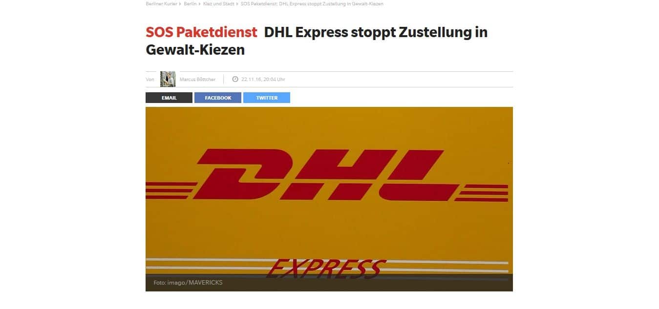 DHL przestał dostarczać przesyłki na niektóre ulice Berlina