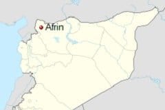 Afrin na mapie Syrii
