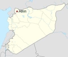 Afrin na mapie Syrii