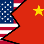 Flagi USA i Chin - zygzak