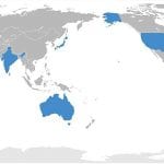 Mapa świata: Australia, Indie, Japonia, USA