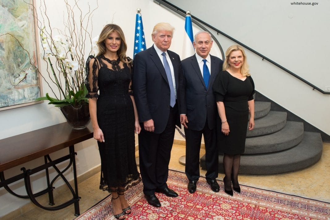 Donald Trump i Benjamin Netanjahu z żonami