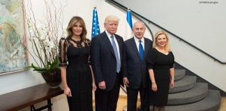 Donald Trump i Benjamin Netanjahu z żonami