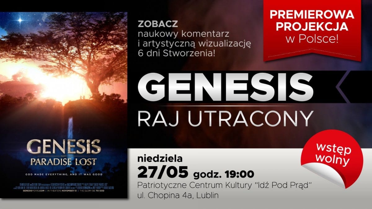 27/05/2018: „Genesis – Raj utracony” PREMIERA w Polsce! / Lublin