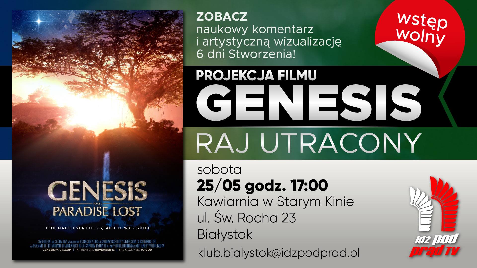 25/05/2019 Białystok – Genesis Raj Utracony – bezpłatna projekcja