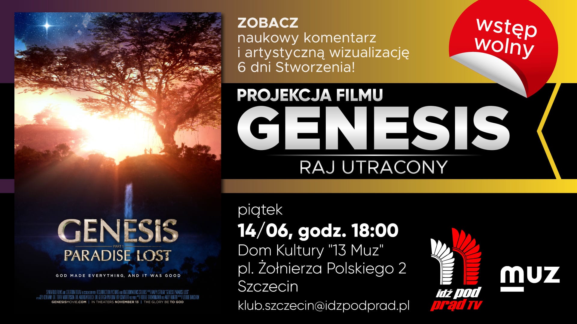 14/06/2019 Szczecin – Genesis Raj Utracony – bezpłatna projekcja