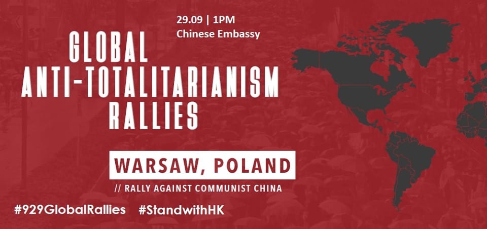 Razem przeciwko chińskiemu zagrożeniu! Dołącz do protestu Hongkończyków w Warszawie!