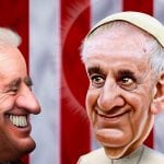 Papież Franciszek i Joe Biden - karykatura
