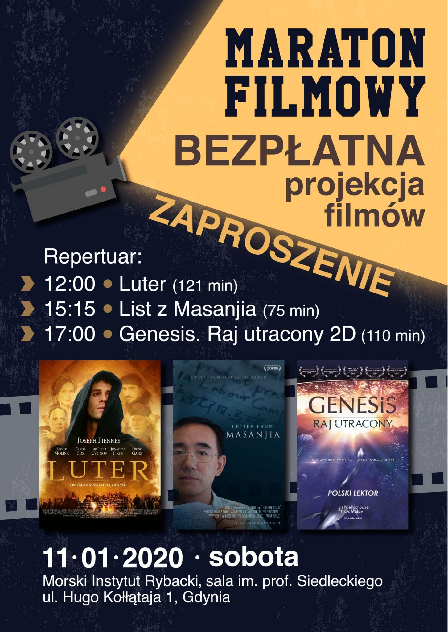 11.01 / Gdynia / MARATON FILMOWY. Bezpłatna projekcja filmów