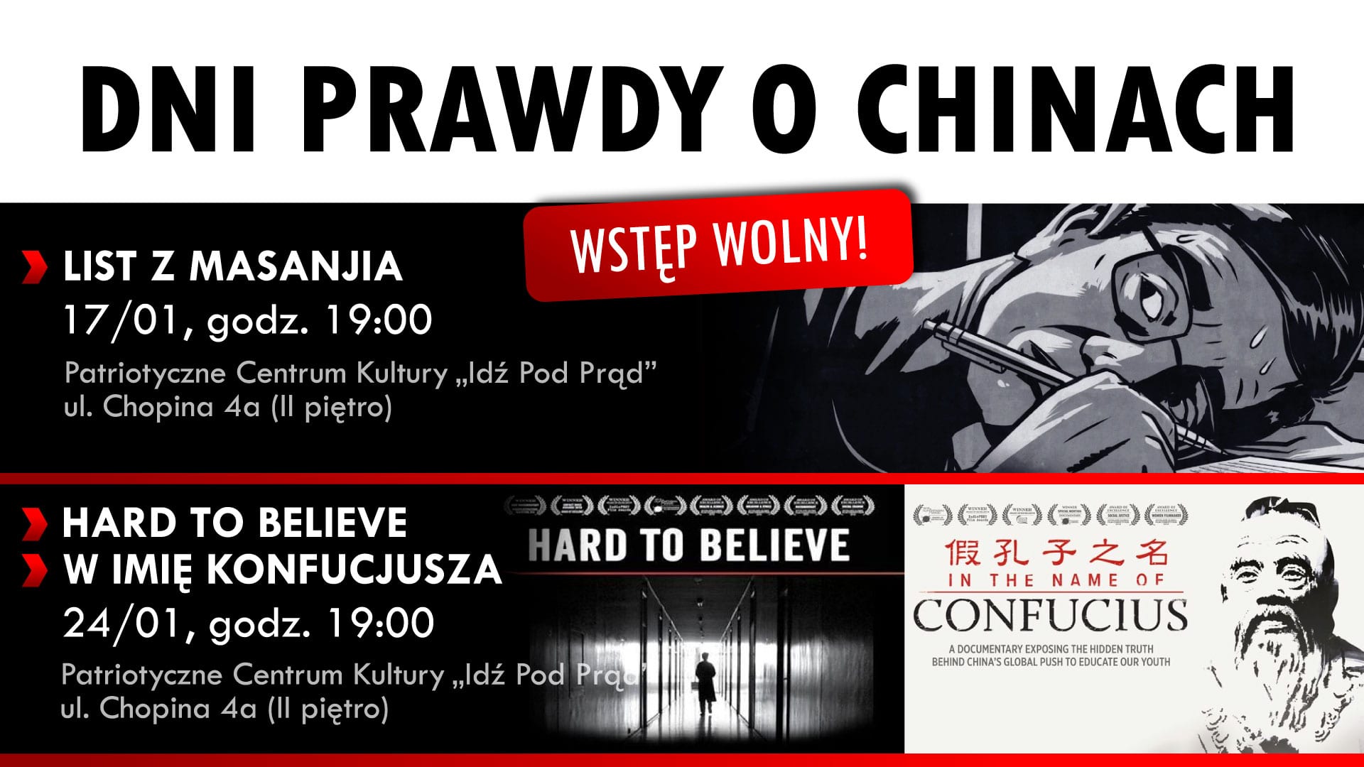 17/01 i 24/01 „Dni prawdy o Chinach” w Lublinie!